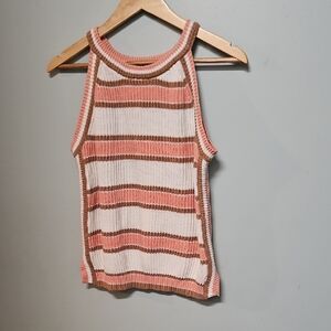 Cloud Chaser Pink and Brown Striped Tank Top